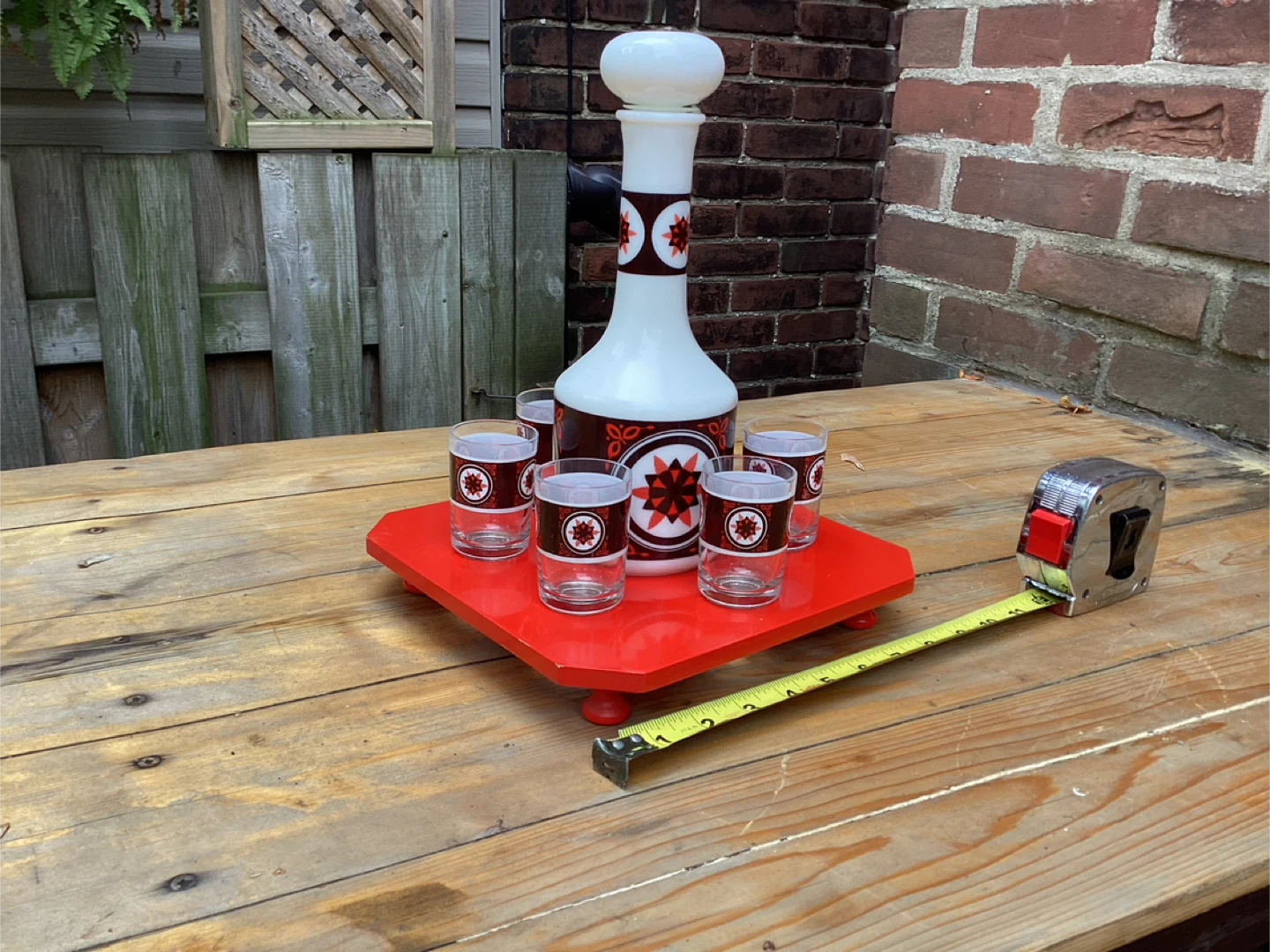 Vintage Liquor Decanter Set with 6 Shot Glasses