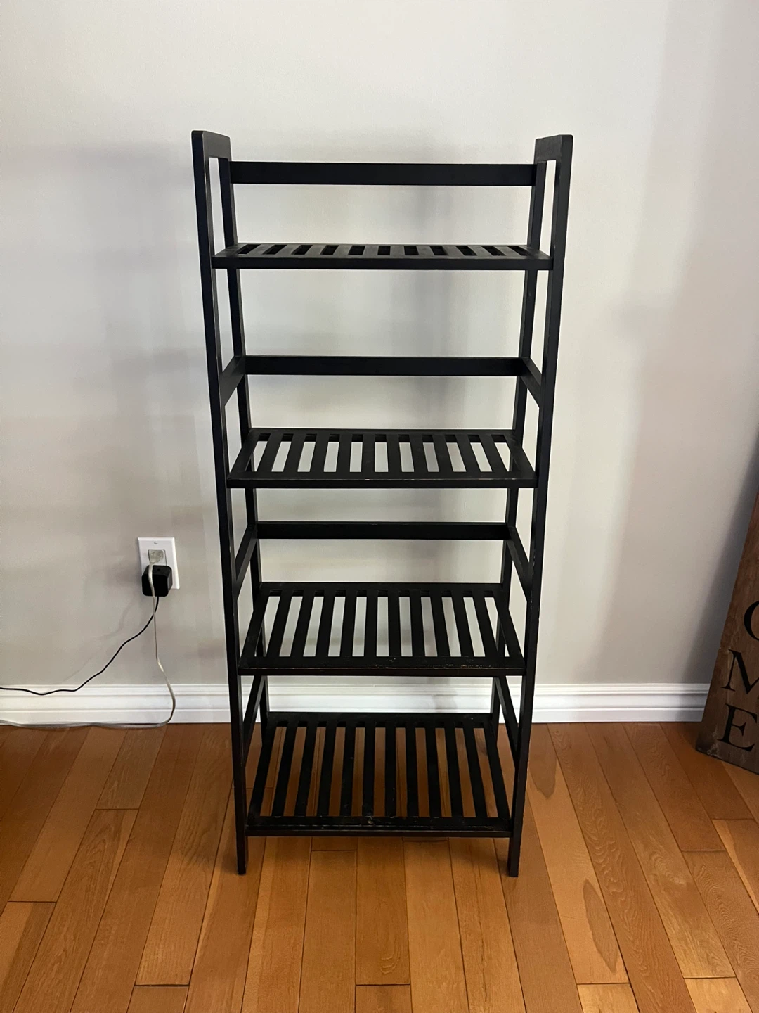 Brown Wooden Ladder Shelf - 4 Tier