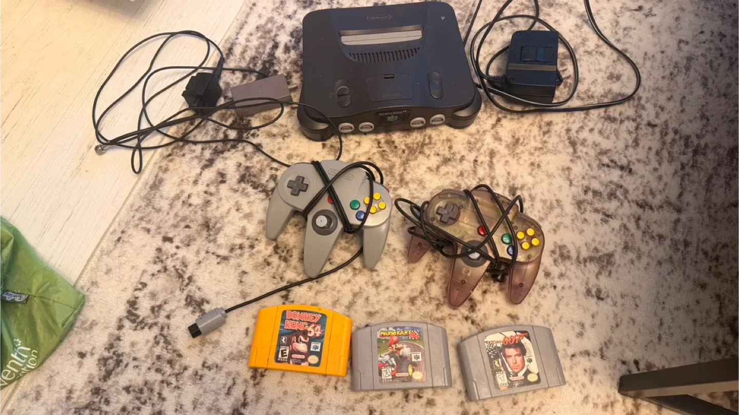 Nintendo 64 Console with Games and Controllers thumbnail