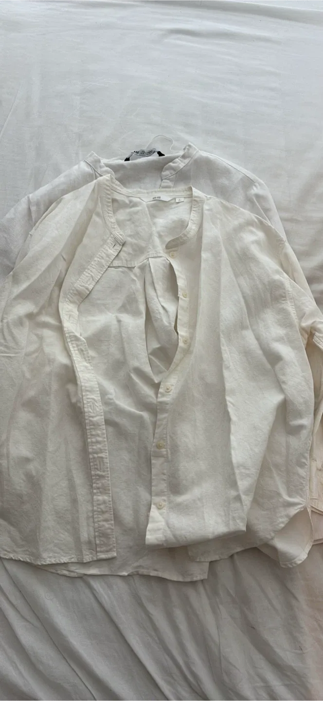 Zara & Uniqlo White Linen Shirts - Closet clean out image indicator(3)