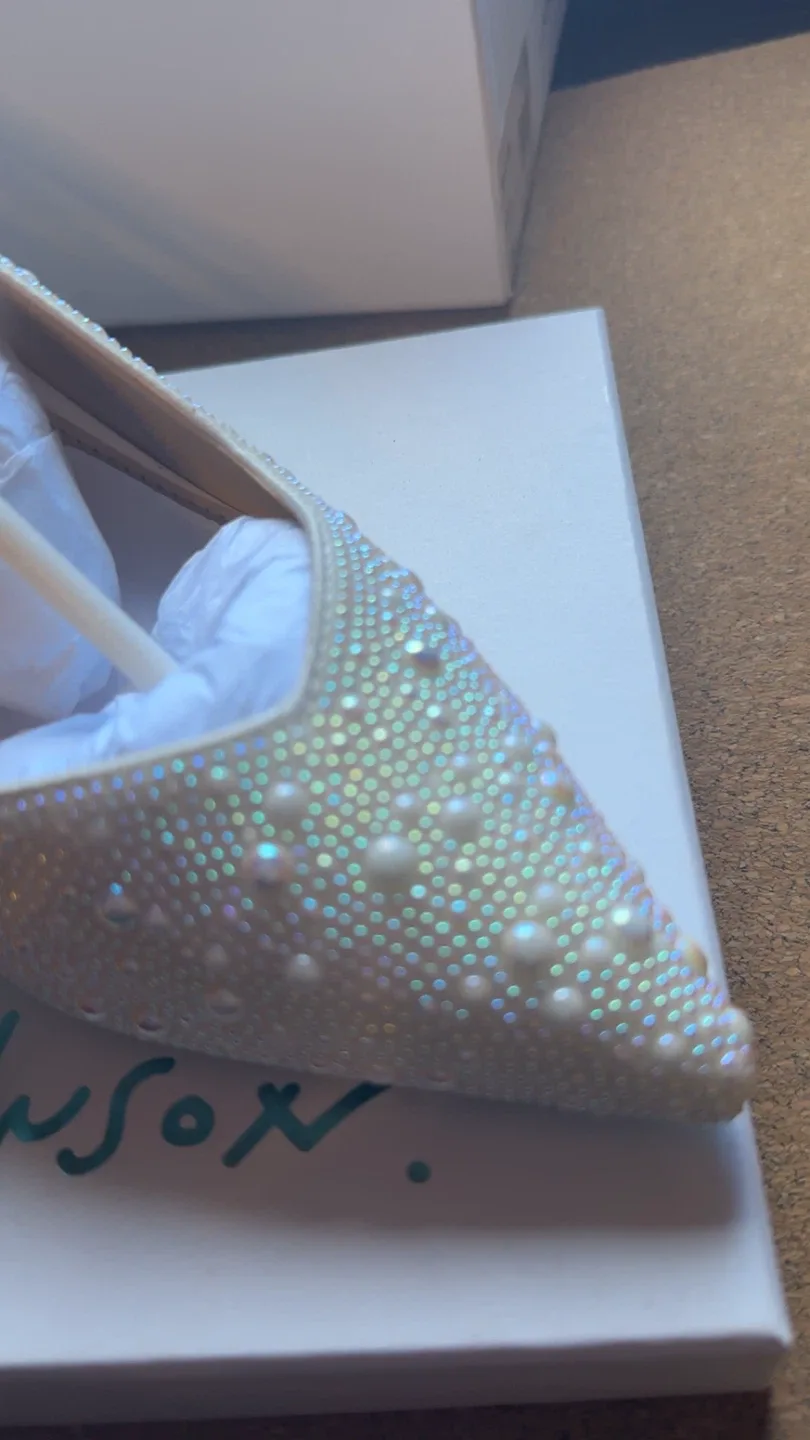 Betsey Johnson Ivory Embellished Heels, Size 7.5 WIDE image indicator(2)