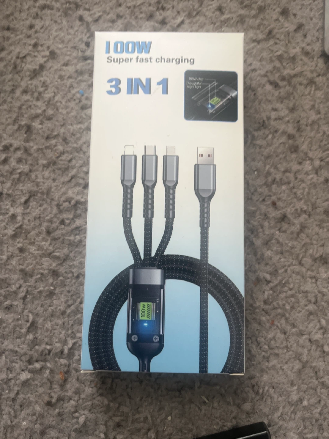 100W 3-in-1 Fast Charging Data Cable