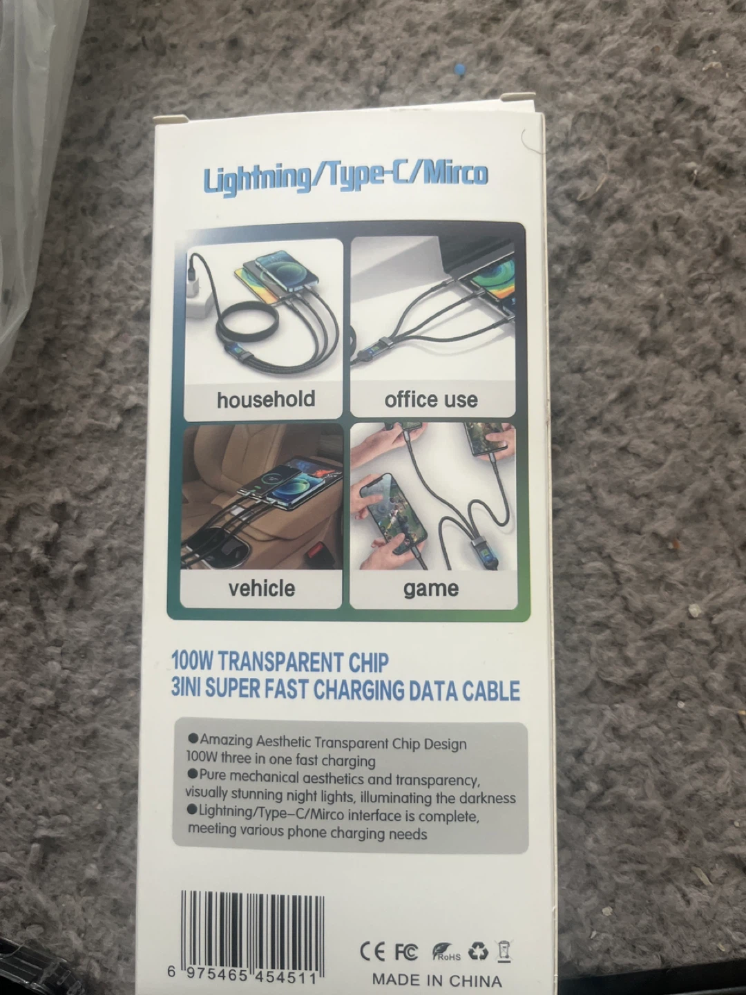 100W 3-in-1 Fast Charging Data Cable - photo 2
