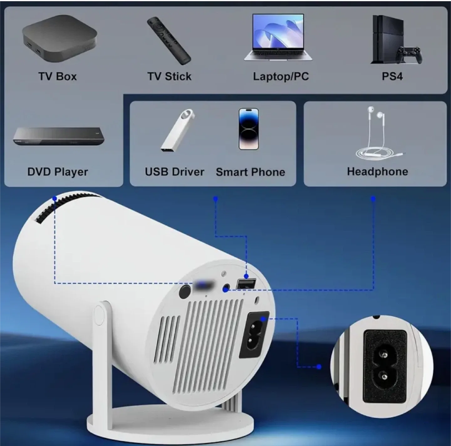 4K Smart Projector with WiFi 6, White image indicator(2)
