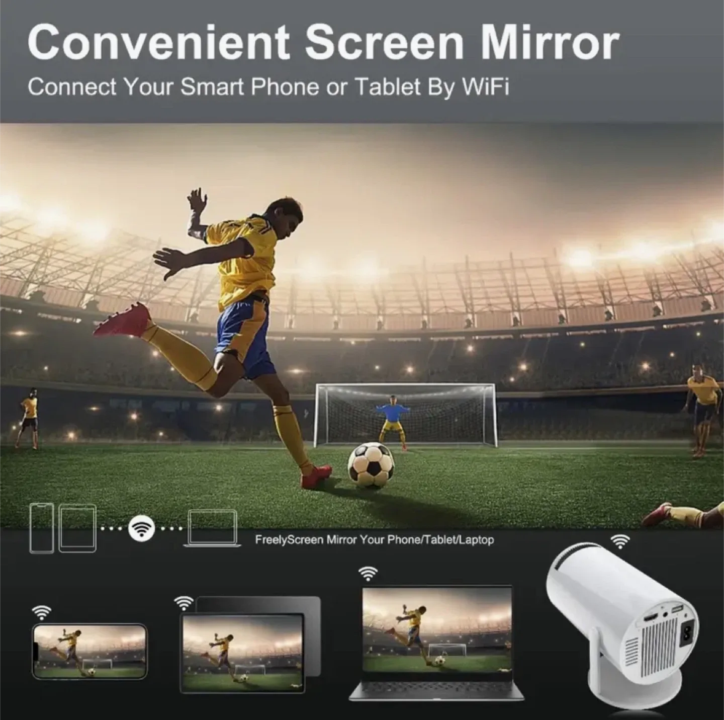 4K Smart Projector with WiFi 6, White image indicator(3)