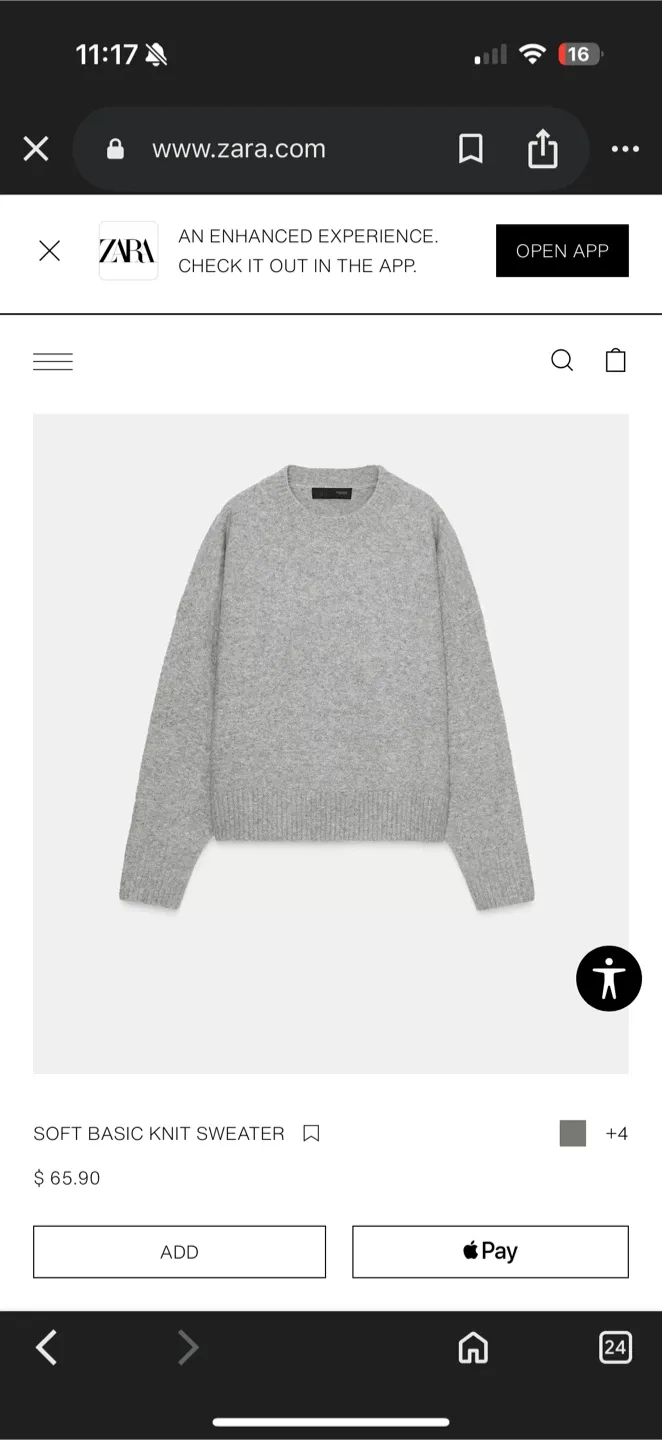 Zara Soft Basic Knit Sweater - Grey