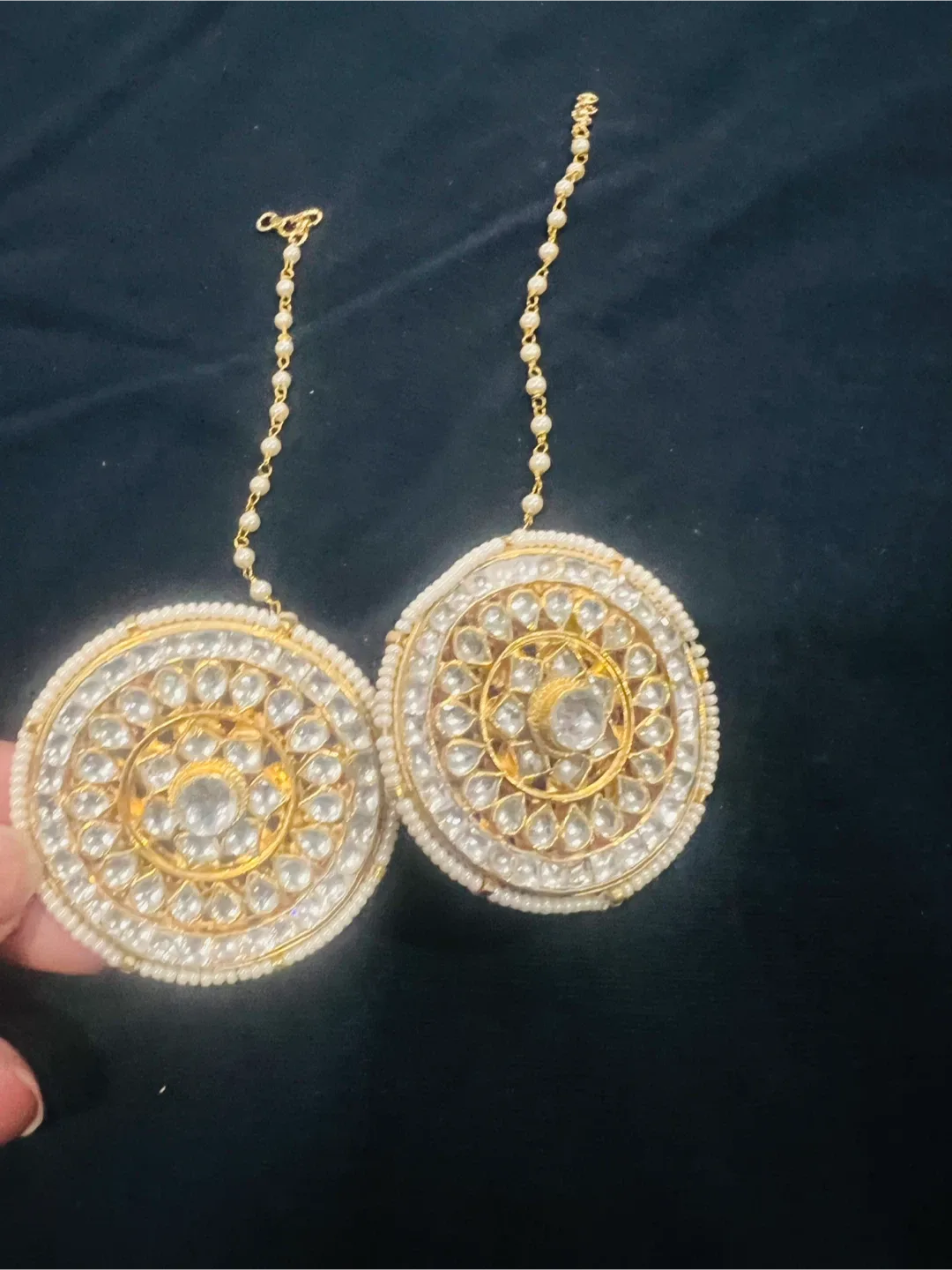 Earrings - Gold and White