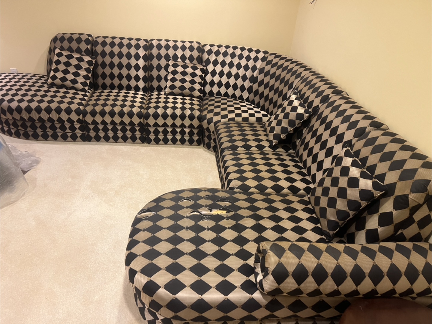 Patterned Sectional Sofa - As Is