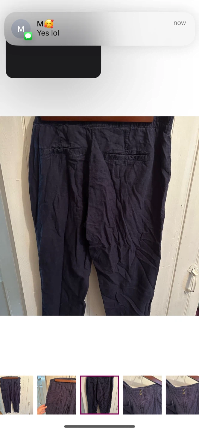 Next Navy Blue Linen Blend Pants Size 14R - photo 3