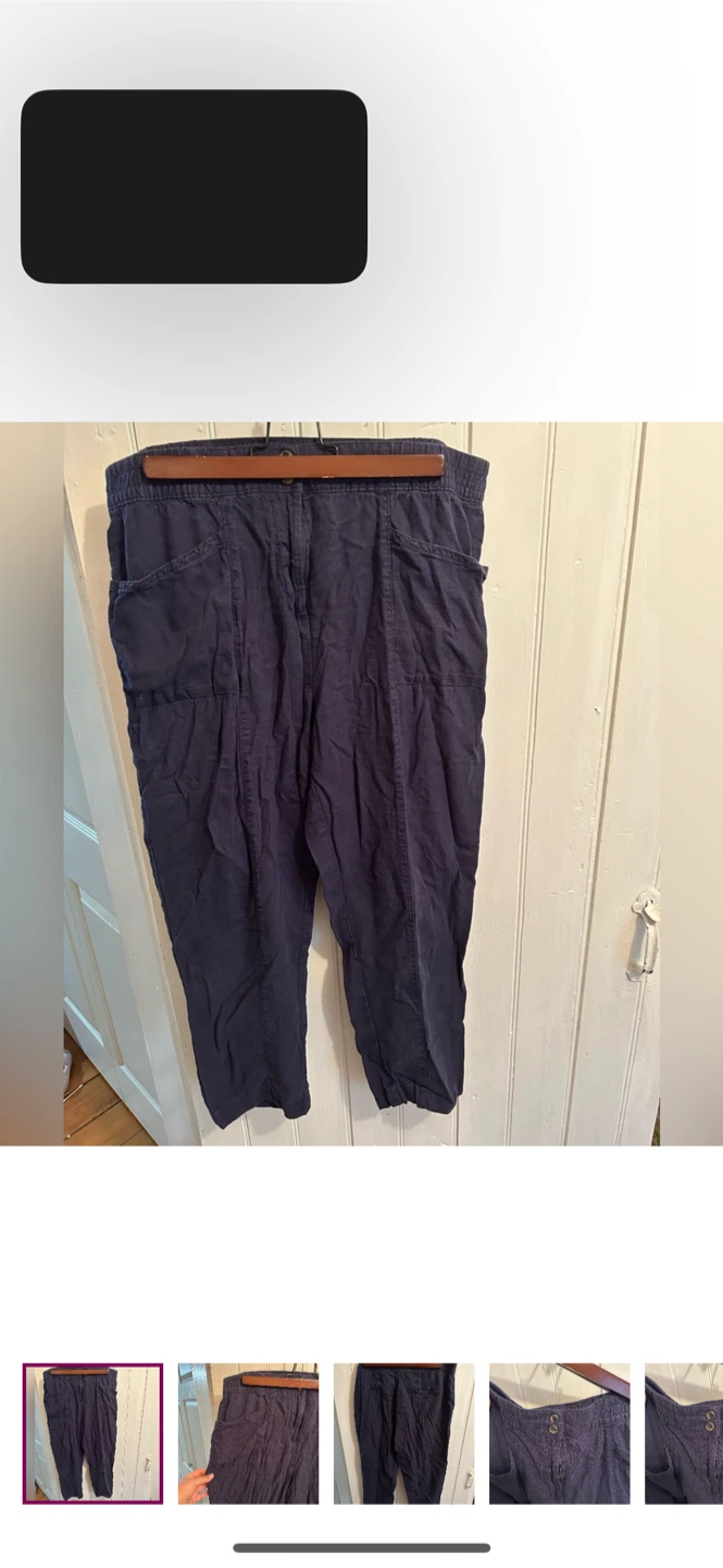 Next Navy Blue Linen Blend Pants Size 14R
