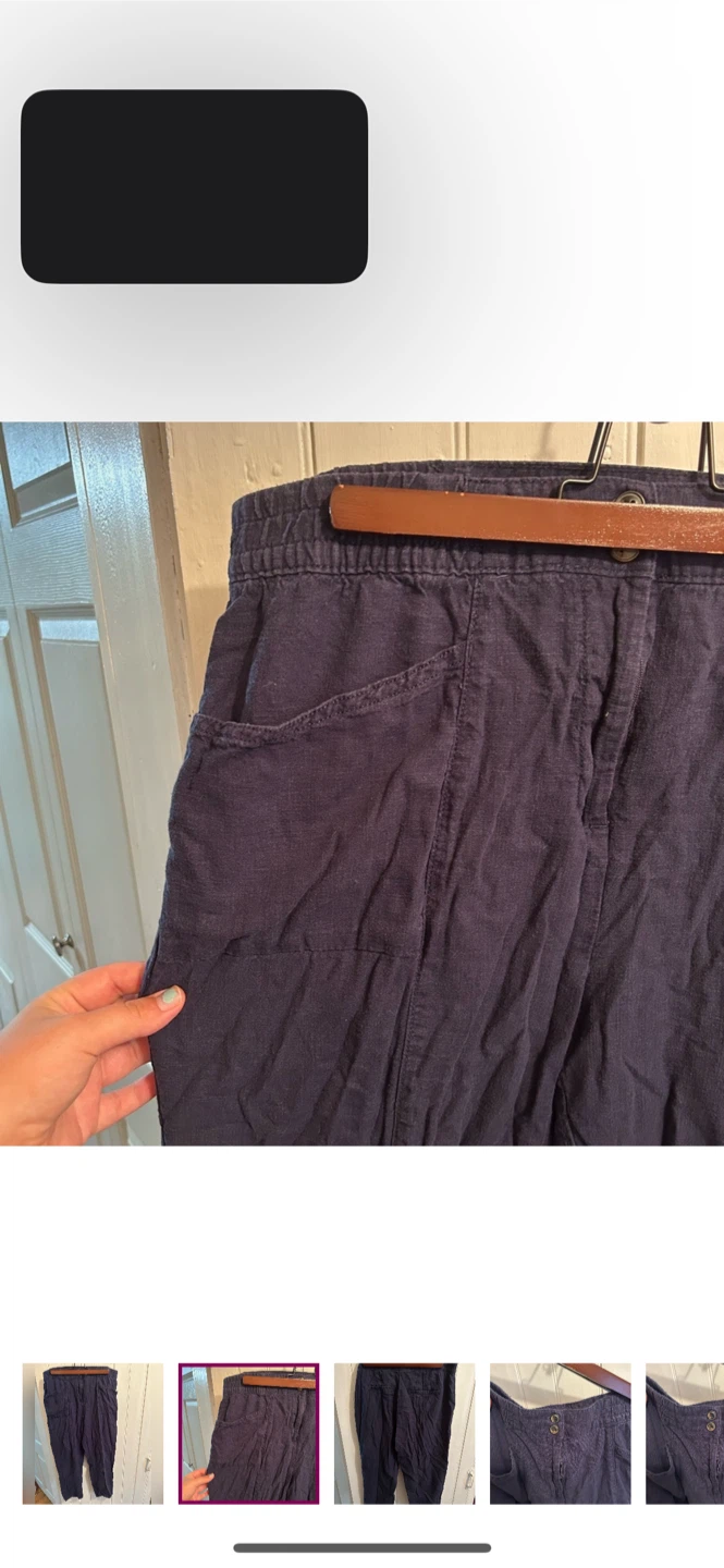 Next Navy Blue Linen Blend Pants Size 14R - photo 2