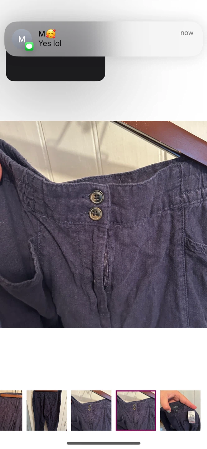 Next Navy Blue Linen Blend Pants Size 14R - photo 4