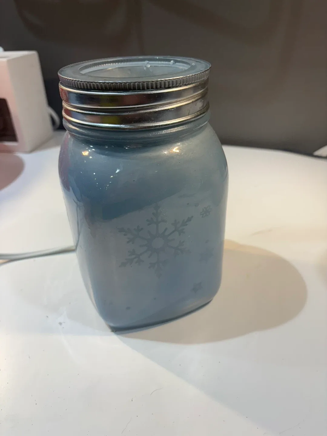 Blue Snowflake Mason Jar wax warmer