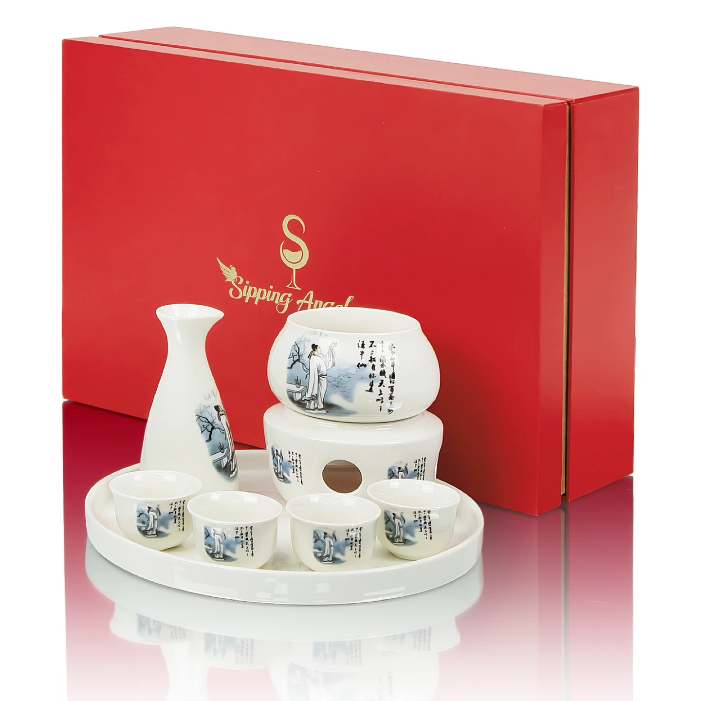 Brand New Sake Set with Warmer
