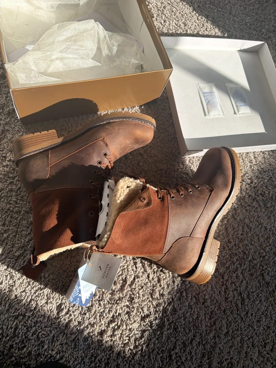 Denver Hayes Brown Leather Ankle Boots with Box image indicator(5)
