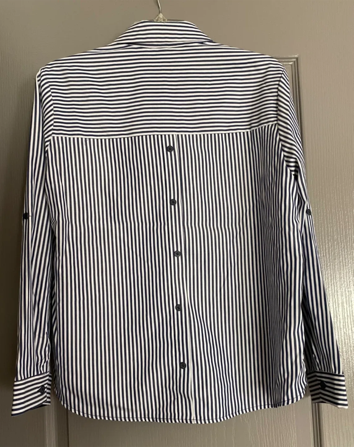 Striped Button-Down Shirt with Cat Embroidery image indicator(2)