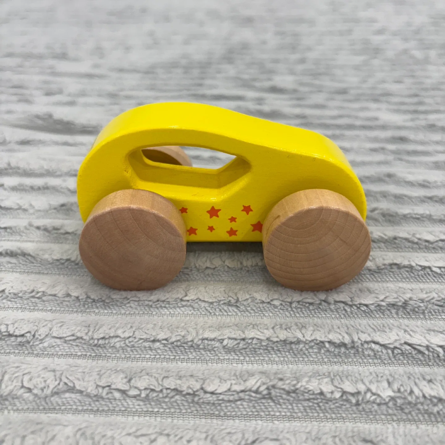 Hape Yellow Wooden Push Along Car Toy