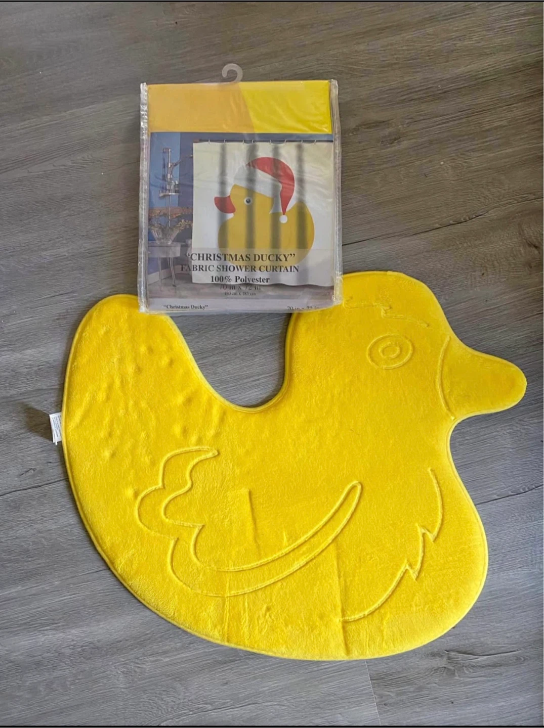 Christmas Ducky Shower Curtain & Bath Mat Set