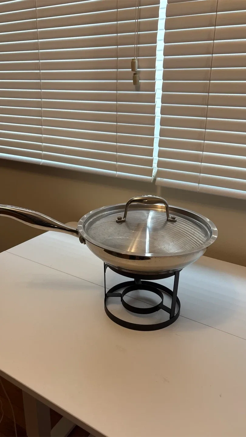 Lagostina Stainless Steel Frying Pan with Lid & Stand