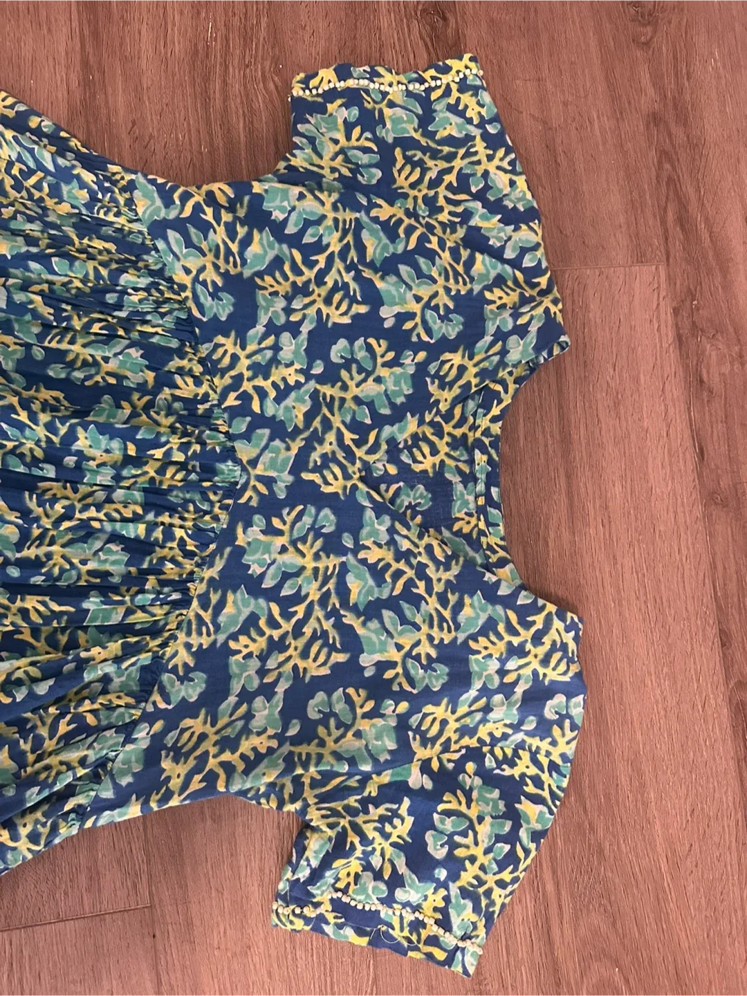Blue & Yellow Floral Print Dress image indicator(3)
