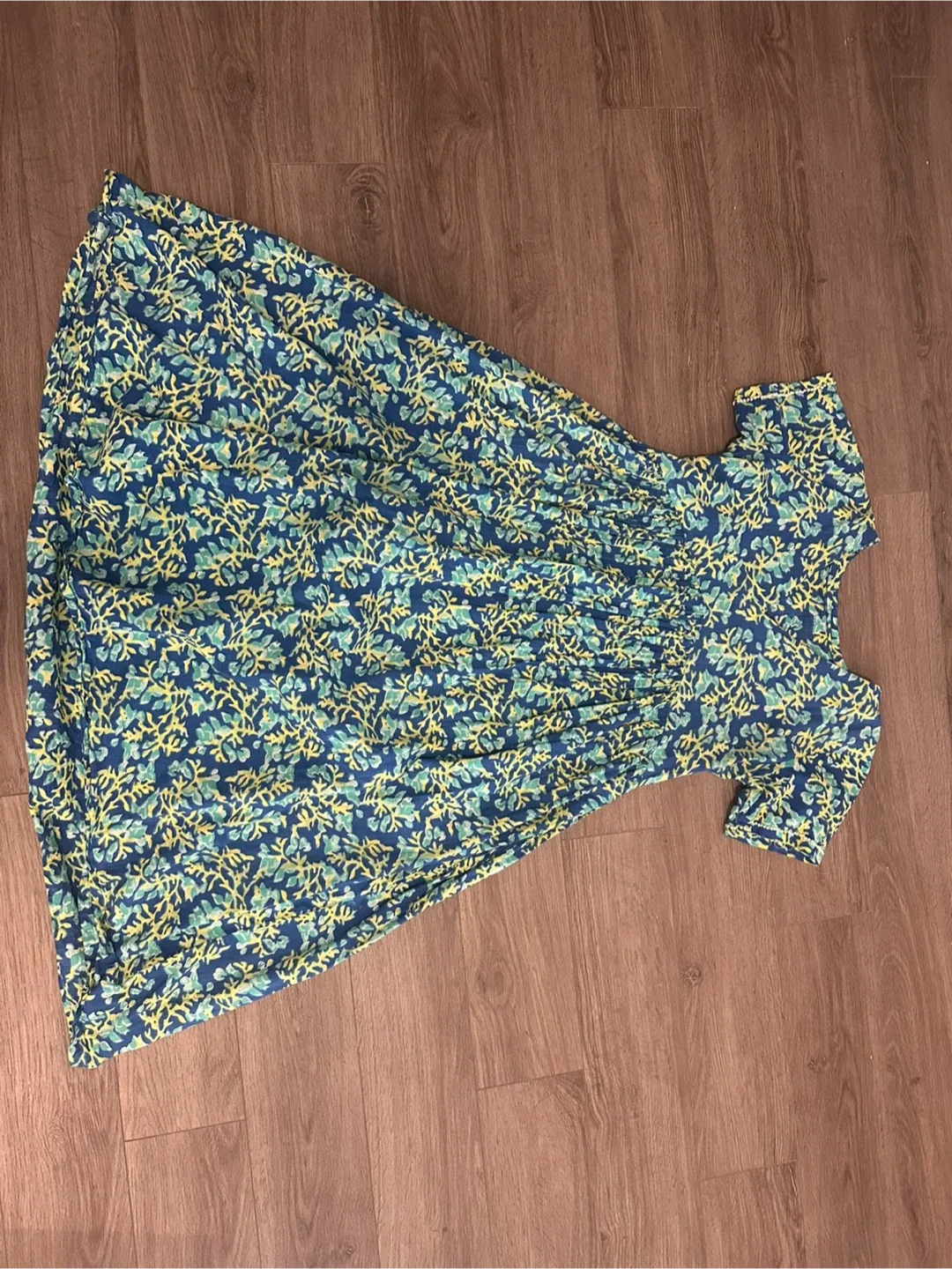 Blue & Yellow Floral Print Dress image indicator(2)