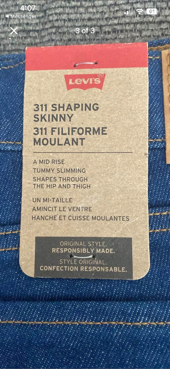 Womens Levi's 311 Shaping Skinny Jeans - Size 33/30 - photo 3