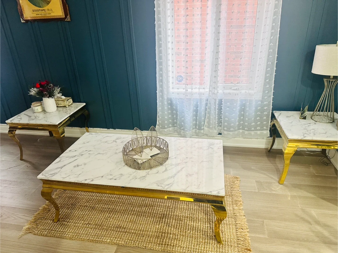 Real Marble Top Coffee & End Table Set image indicator(4)