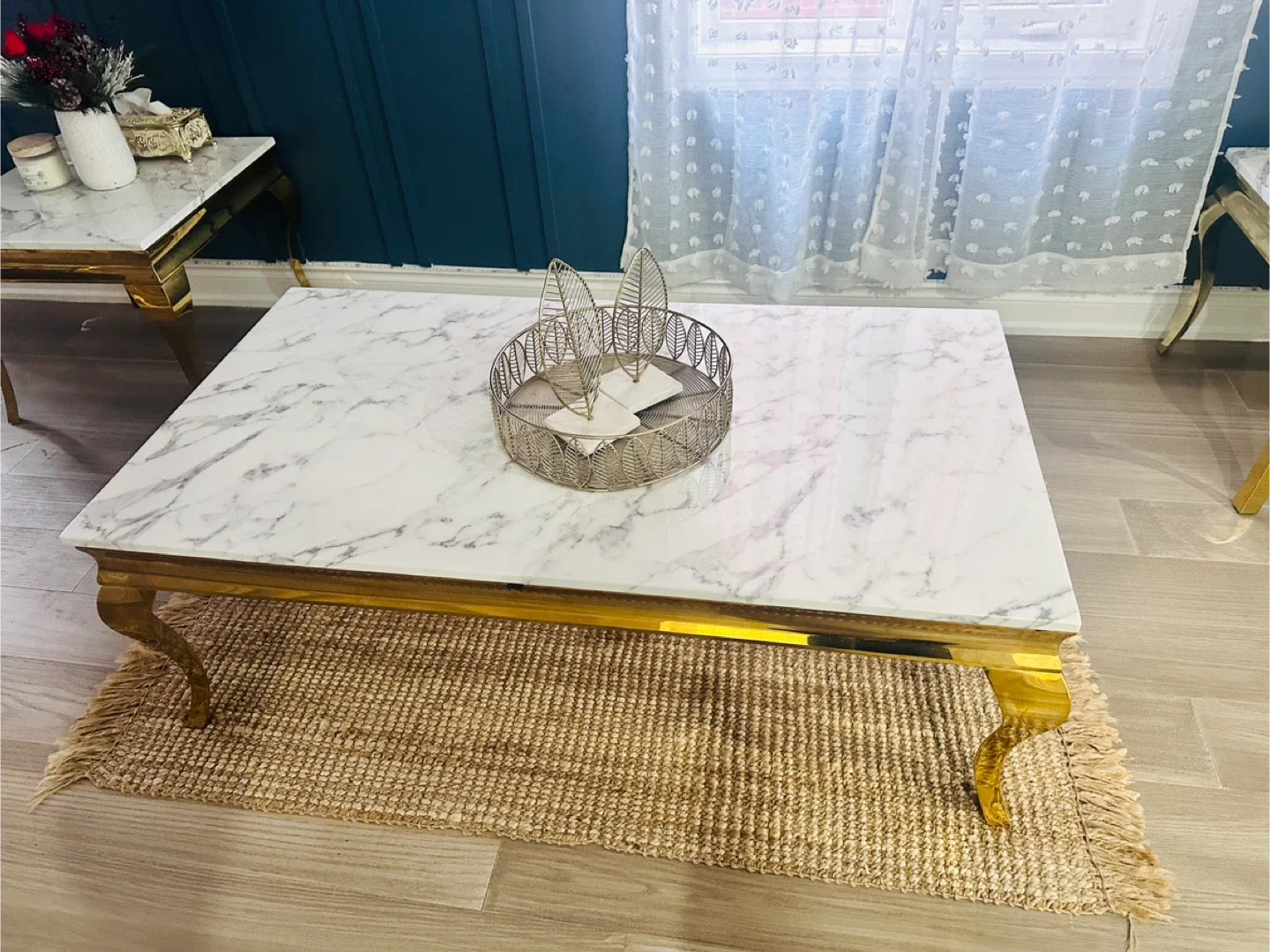 Real Marble Top Coffee & End Table Set image indicator(2)
