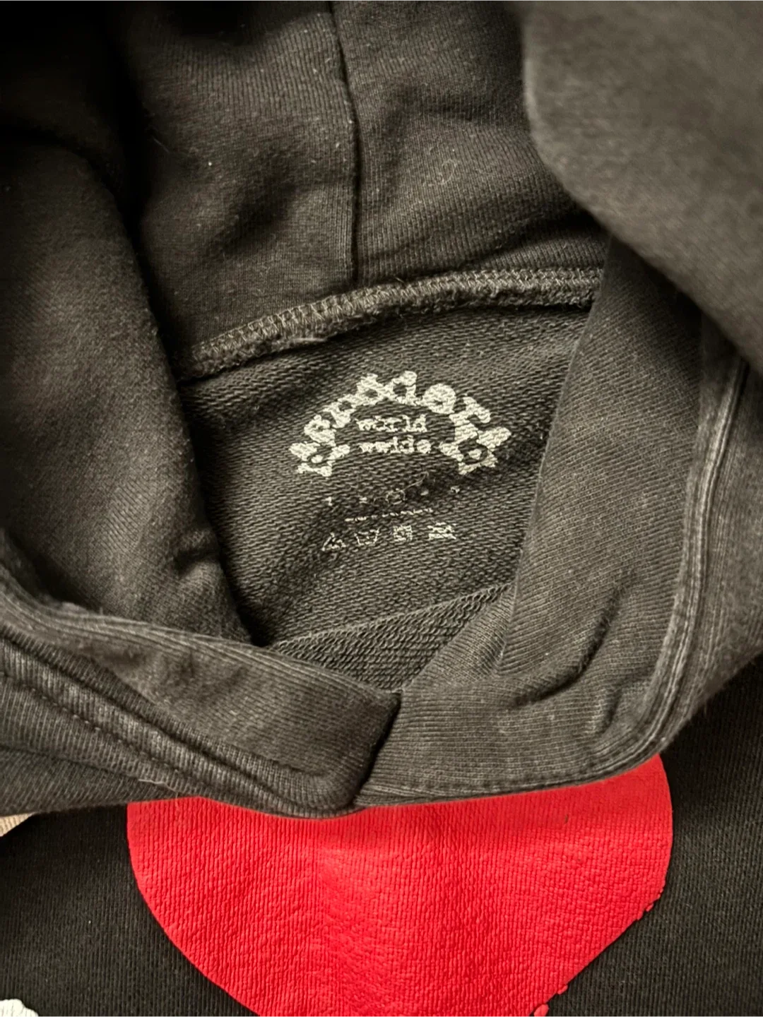 Sp5der Hoodie - Black with Red Heart image indicator(2)