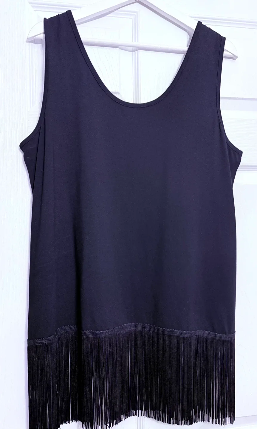 Tricotto Black Fringe Tank Top - XL image indicator(3)
