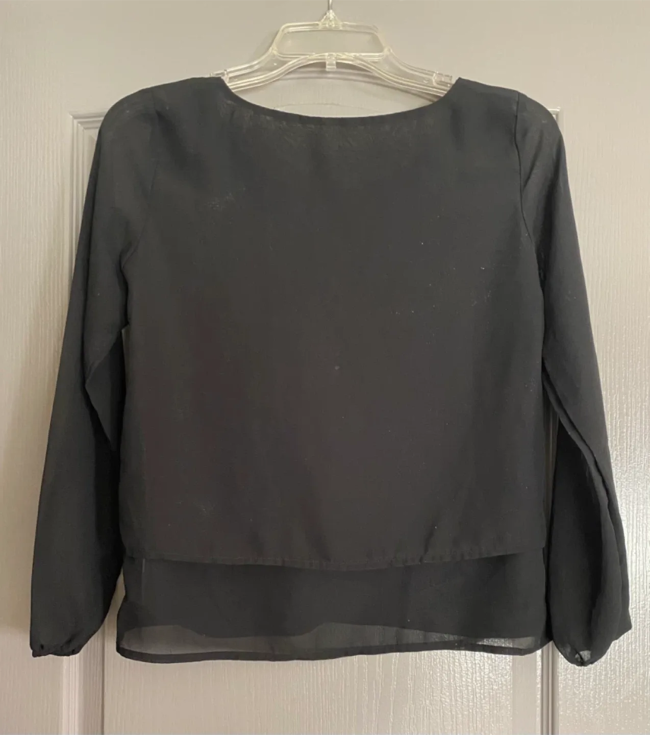 Black Long Sleeve Blouse w/ Orange Collar image indicator(2)