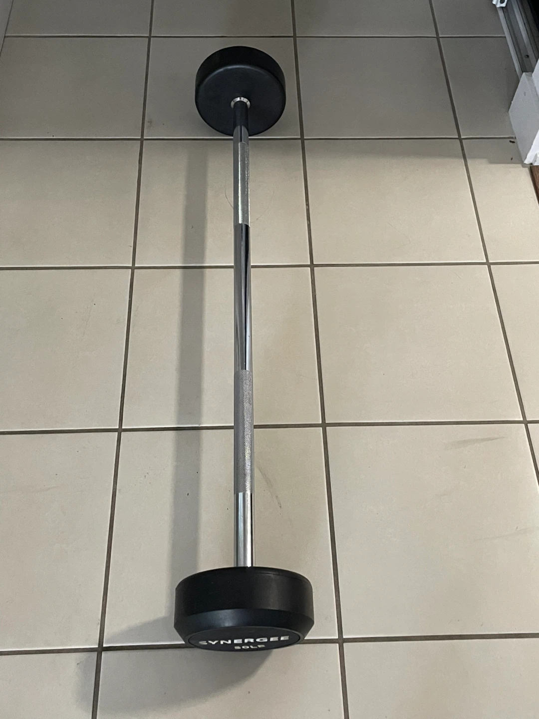 Synergee Fixed Barbell 50lb with Rubber Weights