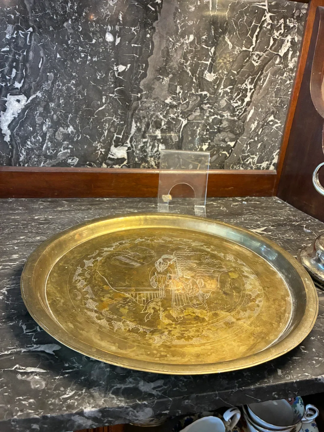 Vintage Brass Tray with Engraved Design image indicator(3)