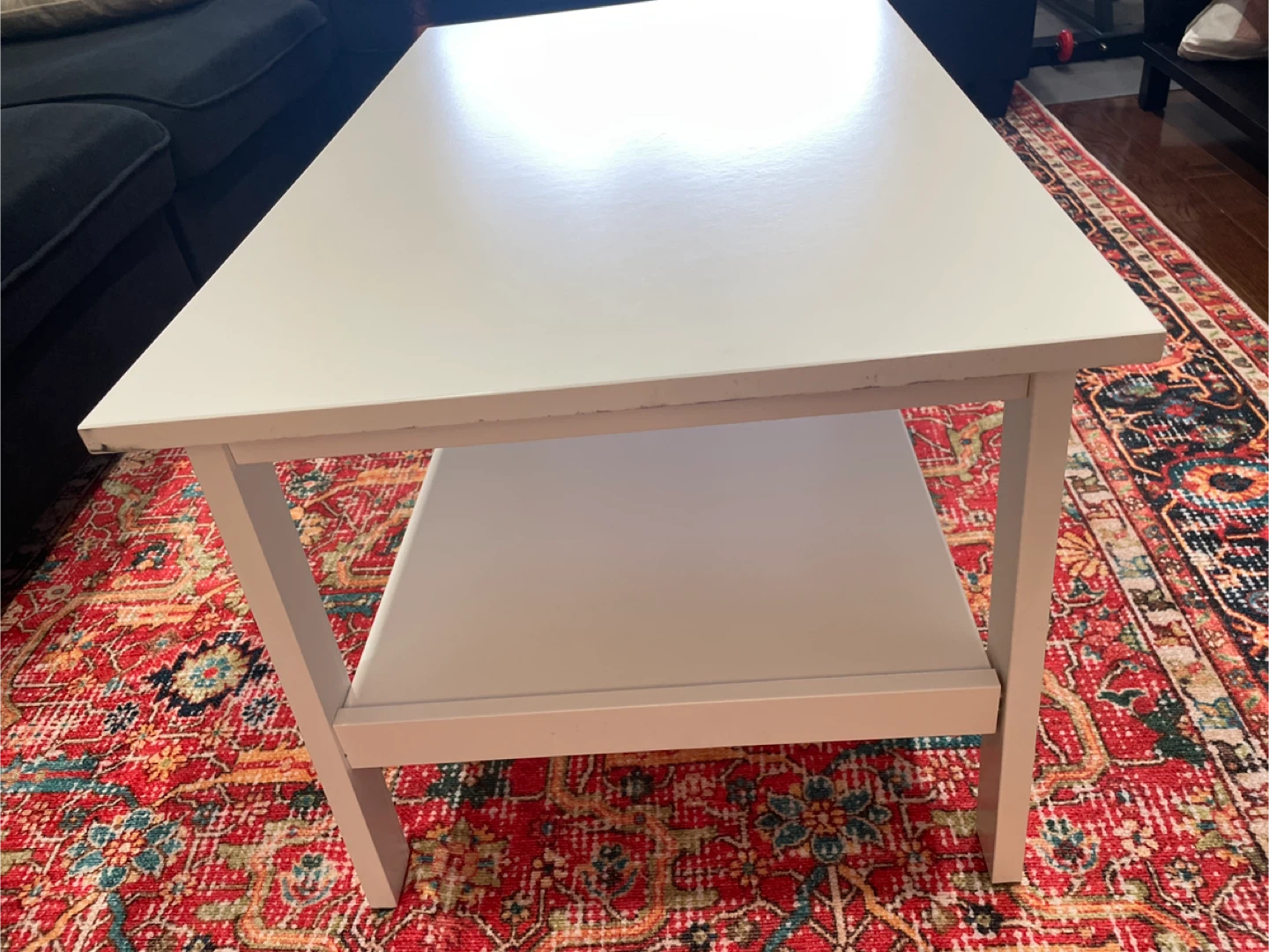 White Coffee Table with Shelf - photo 3