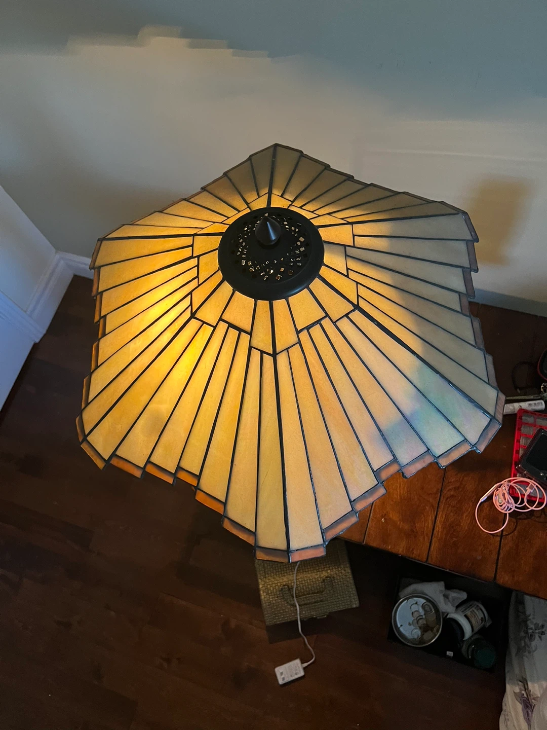 2 x Vintage Stained Glass Table Lamp - photo 2