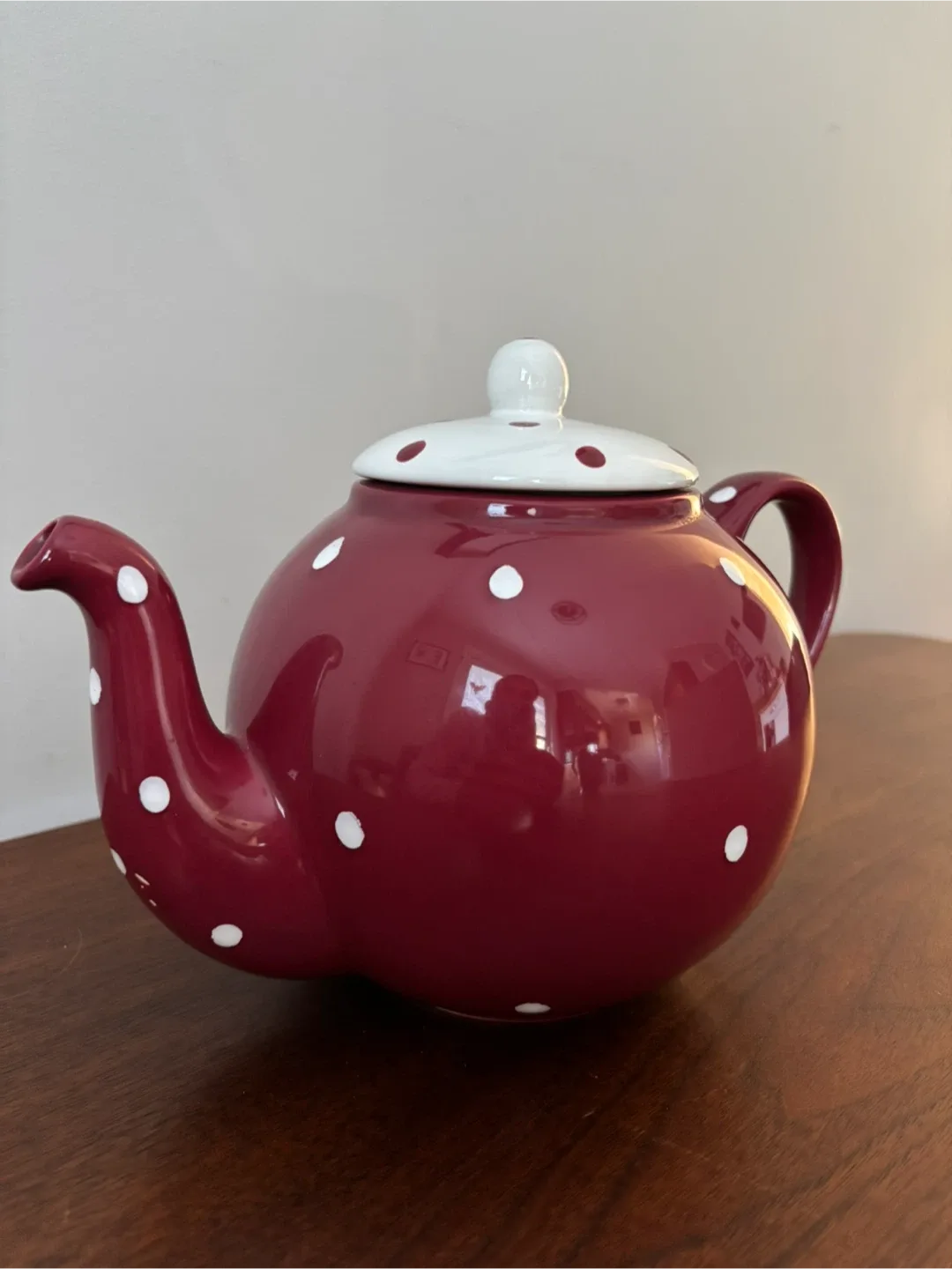 Burgundy Polka Dot Teapot image indicator(4)
