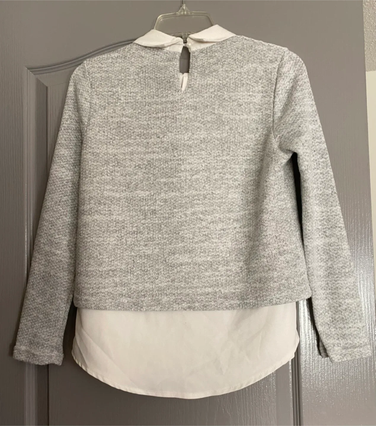 Grey & White Sweater with Collar Detail image indicator(2)