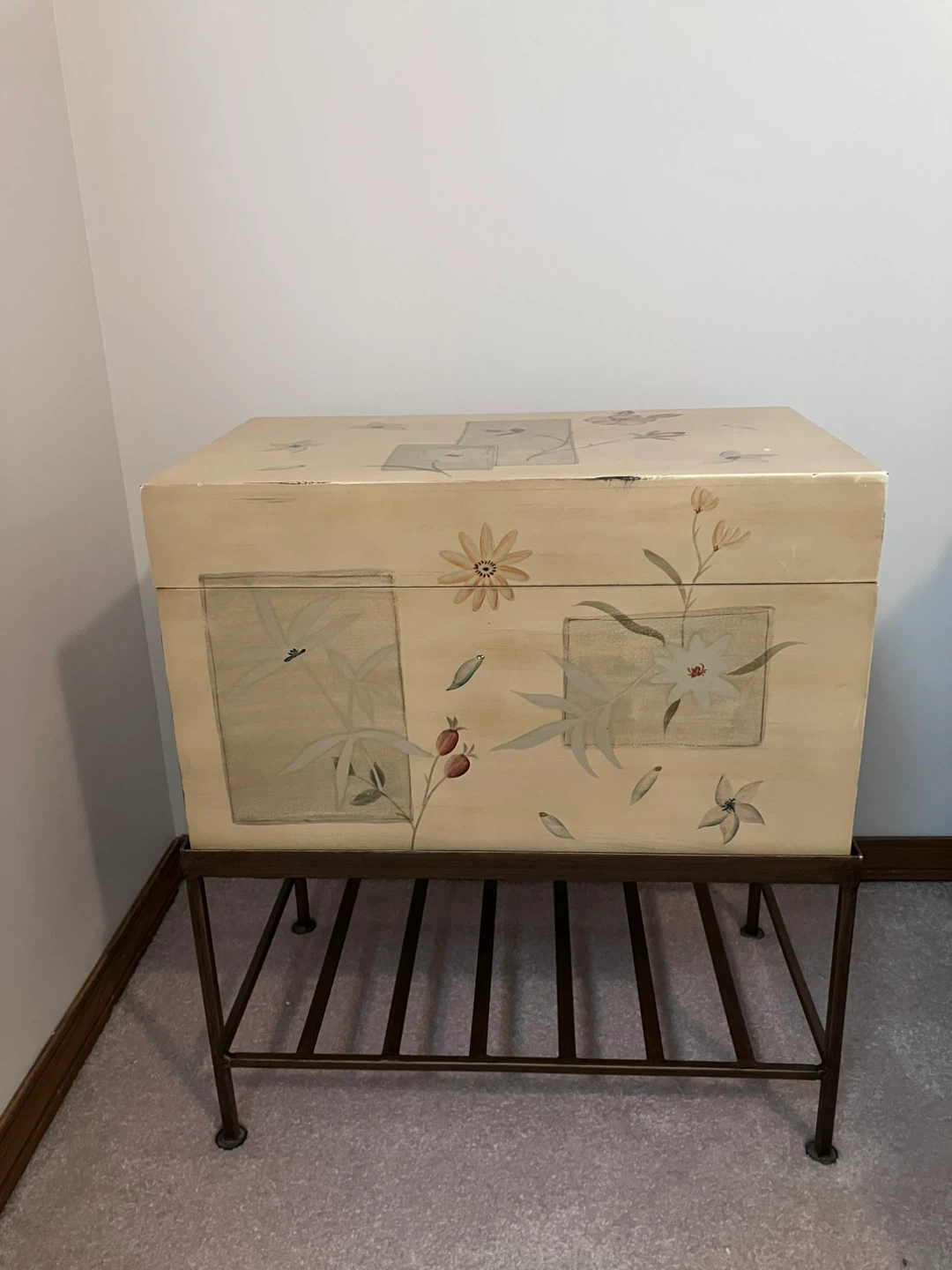 Floral Painted Wooden Storage Chest