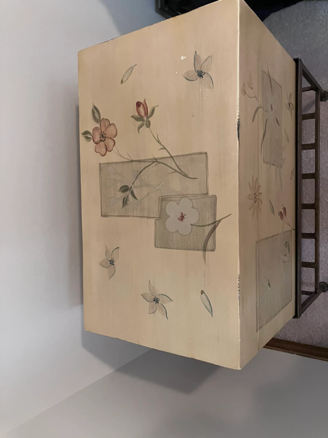 Floral Painted Wooden Storage Chest - photo 2