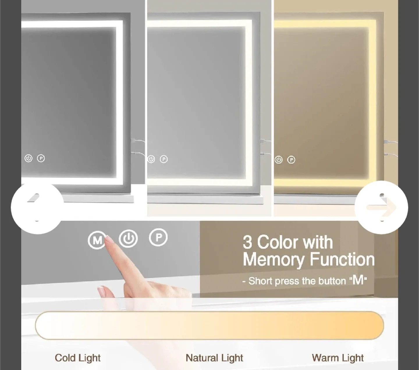 Vanity Mirror with Lights, 31.5" x 23.6" Large Mak image indicator(4)