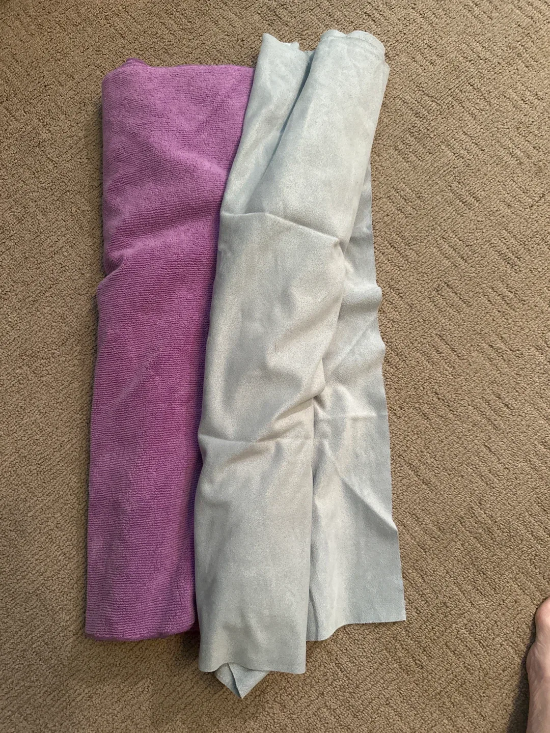 Microfibre Hot Yoga Mat Towels - Purple and Light Grey