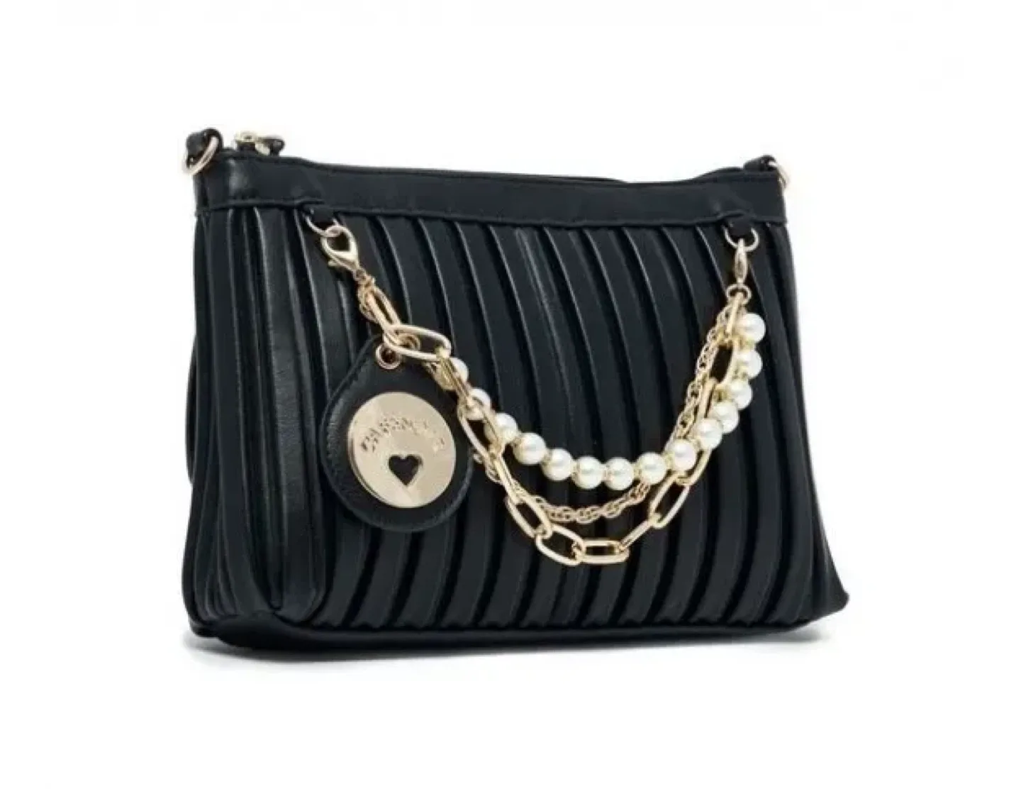 Cafe Noir Faux Leather Black Customizable Crossbody/Clutch Bag