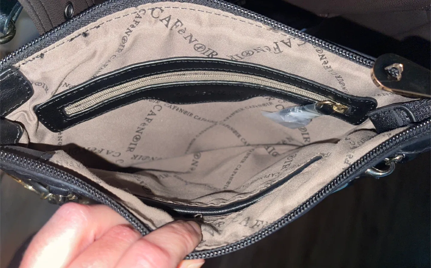 Cafe Noir Faux Leather Black Customizable Crossbody/Clutch Bag image indicator(6)