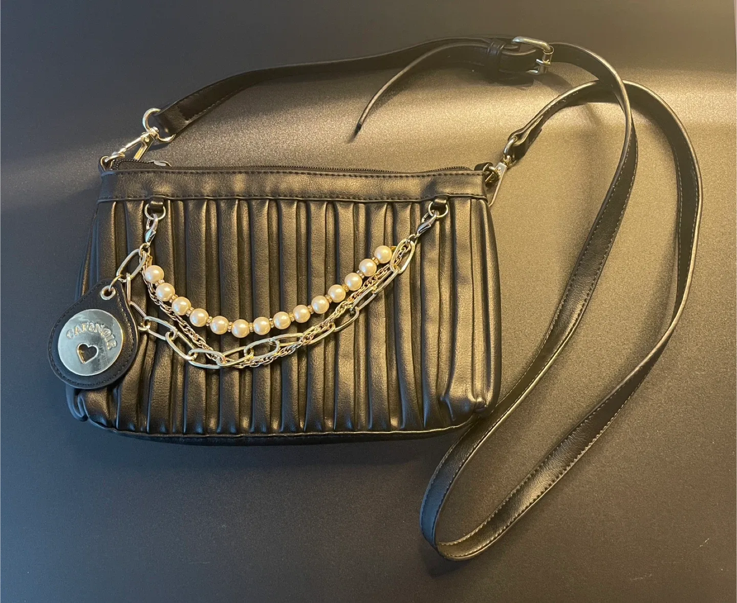 Cafe Noir Faux Leather Black Customizable Crossbody/Clutch Bag image indicator(2)