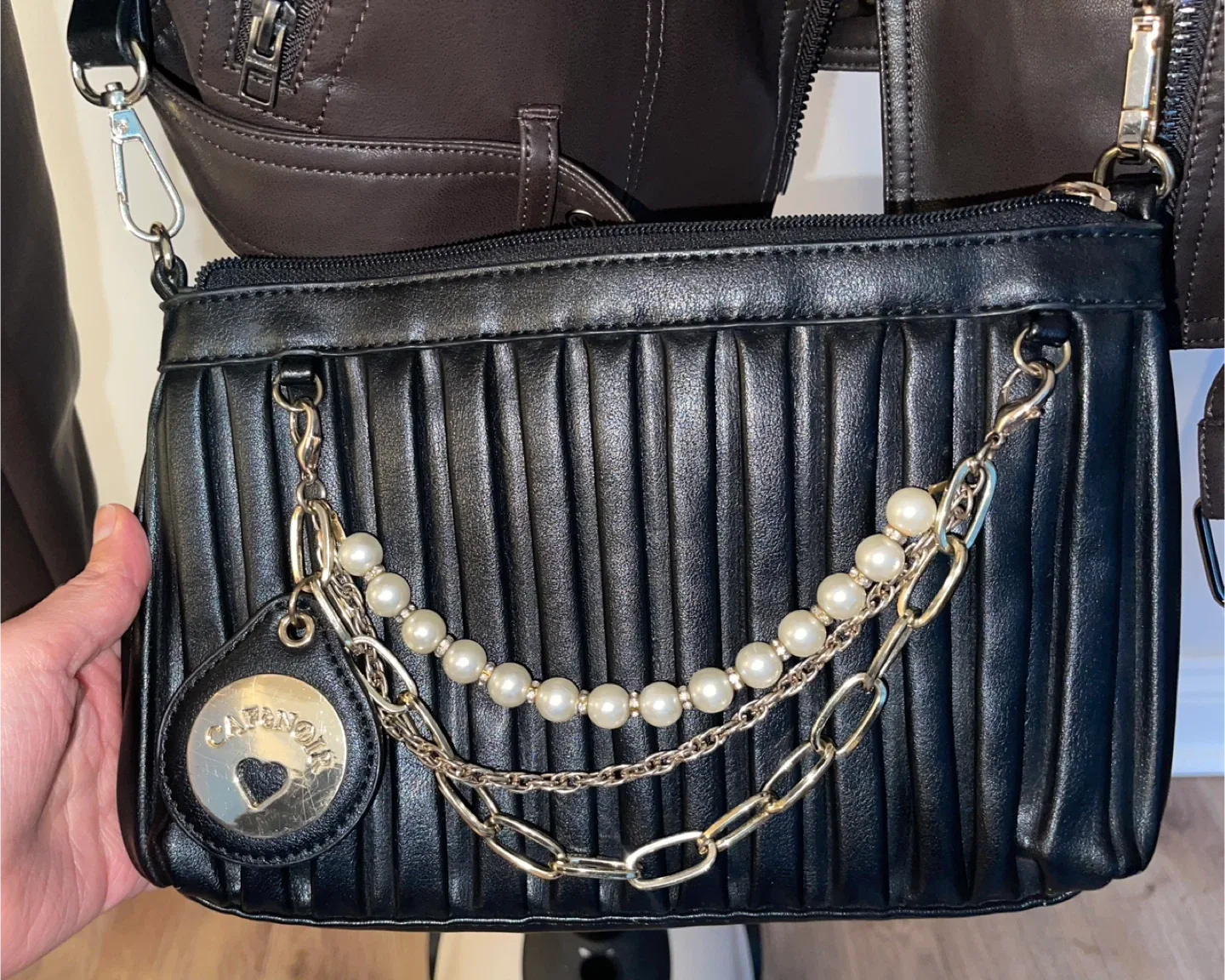 Cafe Noir Faux Leather Black Customizable Crossbody/Clutch Bag image indicator(4)