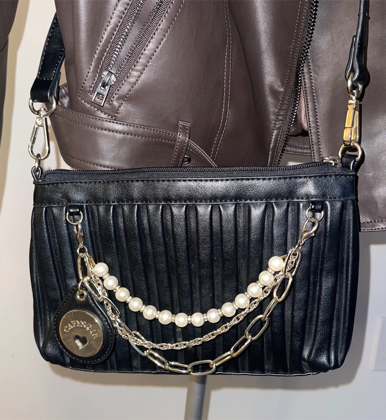 Cafe Noir Faux Leather Black Customizable Crossbody/Clutch Bag image indicator(3)