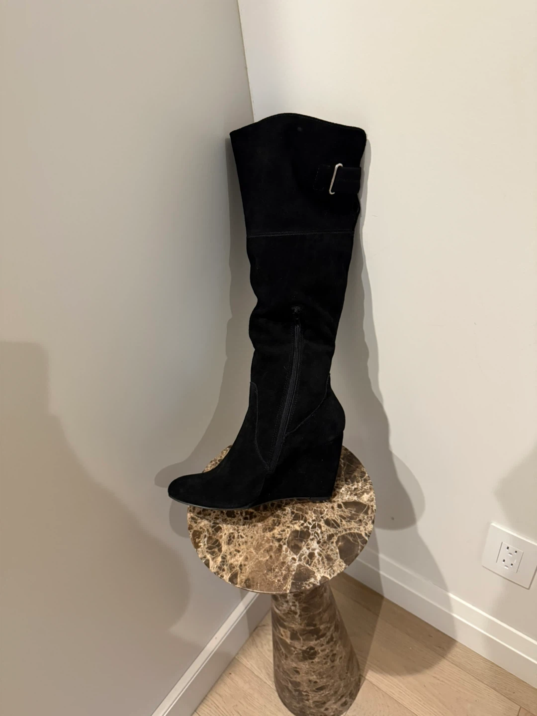Nine West - size 8 black suede wedge boots - new - photo 3