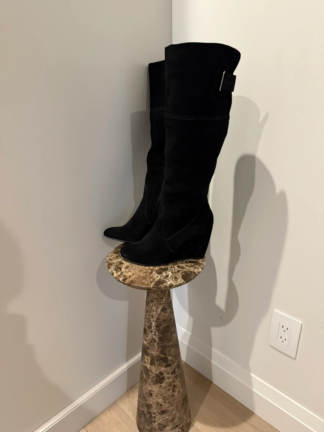 Nine West - size 8 black suede wedge boots - new - photo 5