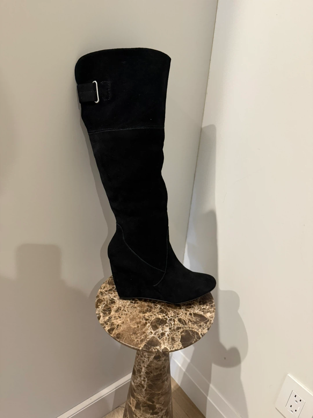 Nine West - size 8 black suede wedge boots - new - photo 2