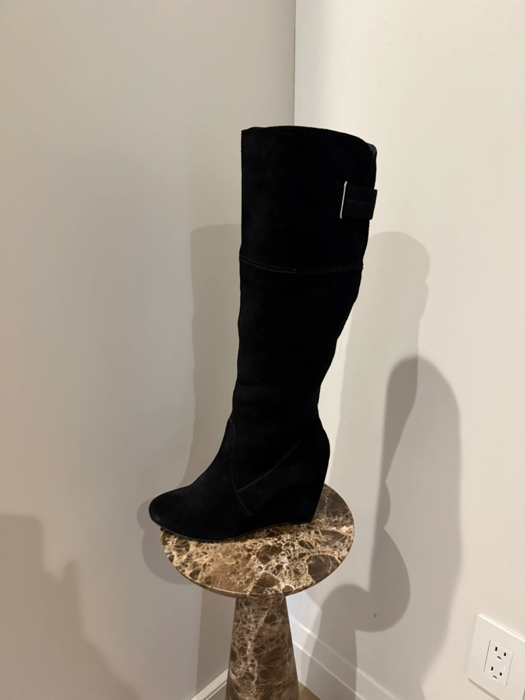 Nine West - size 8 black suede wedge boots - new